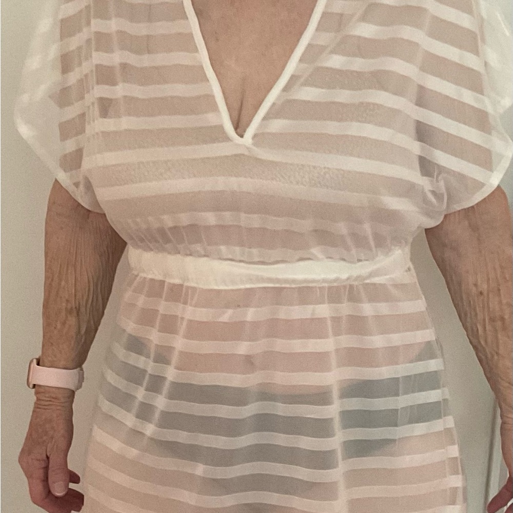 Sheer Striped Cover-Up Dress